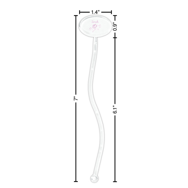 Lotus Flowers Clear Plastic 7" Stir Stick - Oval - Dimensions