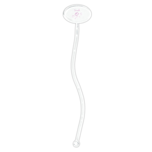 Lotus Flowers Clear Plastic 7" Stir Stick - Oval - Single Stick