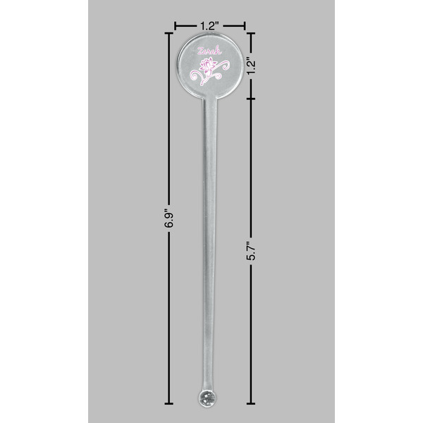 Lotus Flowers Clear Plastic 7" Stir Stick - Round - Dimensions