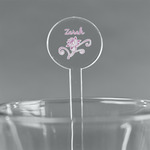 Lotus Flowers 5.5" Round Plastic Stir Sticks - Clear (Personalized)
