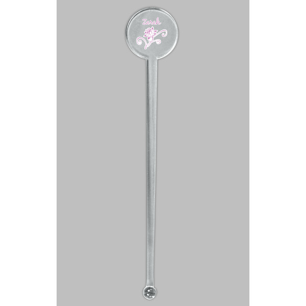 Lotus Flowers Clear Plastic 7" Stir Stick - Round - Single Stick