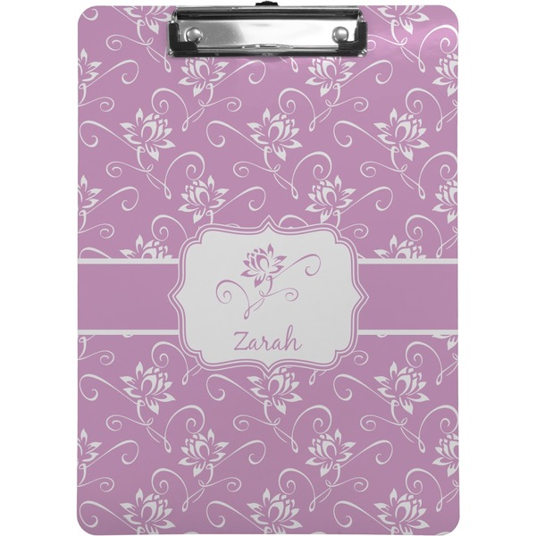 Custom Lotus Flowers Clipboard (Letter Size) (Personalized)