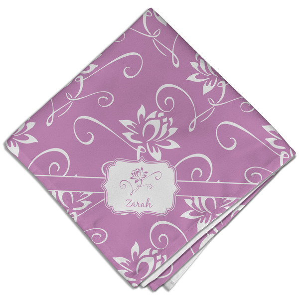 Custom Lotus Flowers Cloth Dinner Napkin - Single w/ Name or Text