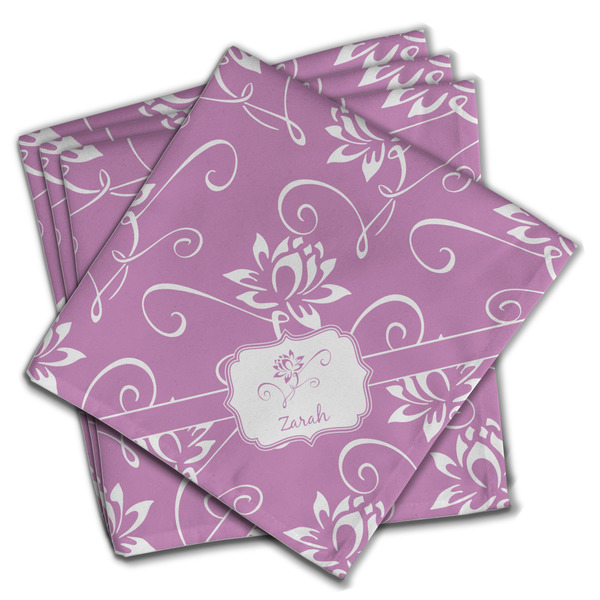 Custom Lotus Flowers Cloth Napkins (Set of 4) (Personalized)