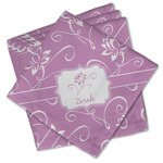Lotus Flowers Cloth Cocktail Napkins - Set of 4 w/ Name or Text