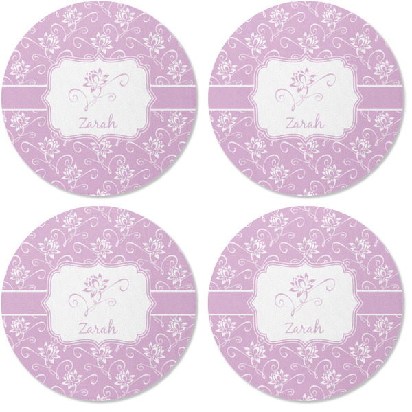Lotus Flowers Coaster Round Rubber Back - Apvl