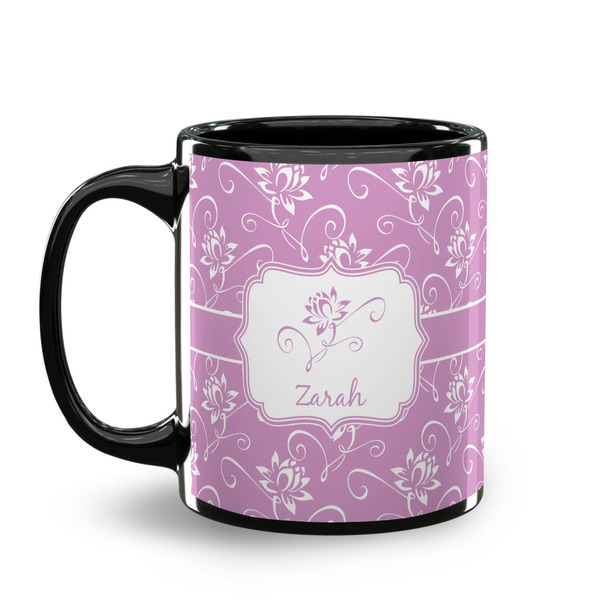 Lotus Flowers Coffee Mug - 11 oz - Black
