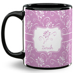 Lotus Flowers 11 Oz Coffee Mug - Black (Personalized)