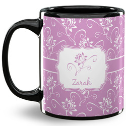 Lotus Flowers 11 Oz Coffee Mug - Black (Personalized)