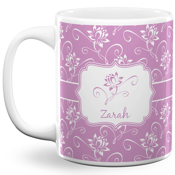 Custom Lotus Flowers 11 Oz Coffee Mug - White (Personalized)