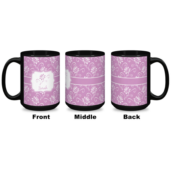 Lotus Flowers Coffee Mug - 15 oz - Black APPROVAL