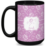 Lotus Flowers 15 Oz Coffee Mug - Black (Personalized)