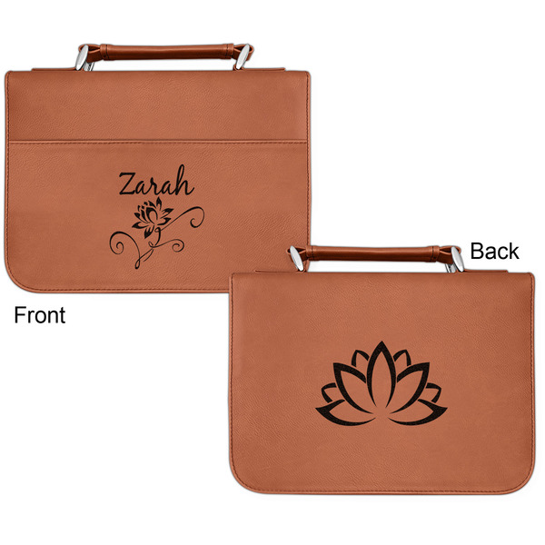 Lotus Flowers Cognac Leatherette Bible Covers - Small Double Sided Apvl