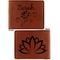 Lotus Flowers Cognac Leatherette Bifold Wallets - Front and Back