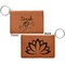 Lotus Flowers Cognac Leatherette Keychain ID Holders - Front and Back Apvl