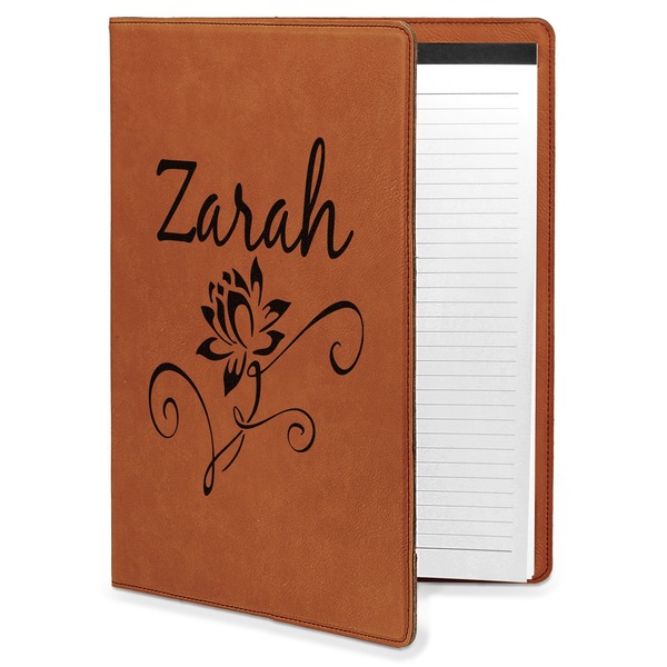Custom Lotus Flowers Leatherette Portfolio with Notepad (Personalized)