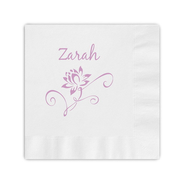 Custom Lotus Flowers Coined Cocktail Napkins (Personalized)