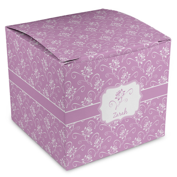 Custom Lotus Flowers Cube Favor Gift Boxes (Personalized)