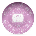 Lotus Flowers Microwave Safe Plastic Plate - Composite Polymer (Personalized)