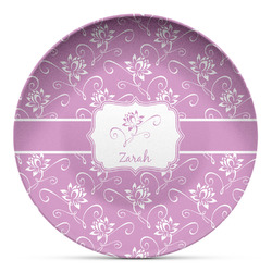 Lotus Flowers Microwave Safe Plastic Plate - Composite Polymer (Personalized)