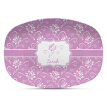 Lotus Flowers Plastic Platter - Microwave & Oven Safe Composite Polymer (Personalized)