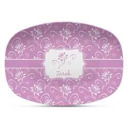Lotus Flowers Plastic Platter - Microwave & Oven Safe Composite Polymer (Personalized)