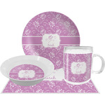 Lotus Flowers Dinner Set - Single 4 Pc Setting w/ Name or Text