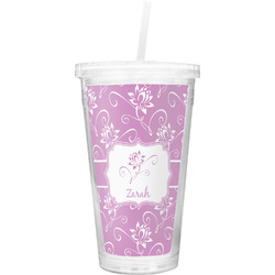 Lotus Flowers Double Wall Tumbler with Straw (Personalized)