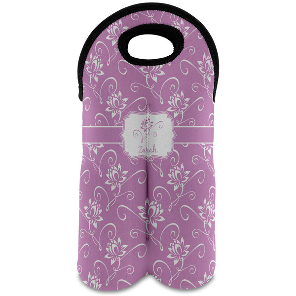 Custom Lotus Flowers Wine Tote Bag (2 Bottles) (Personalized)