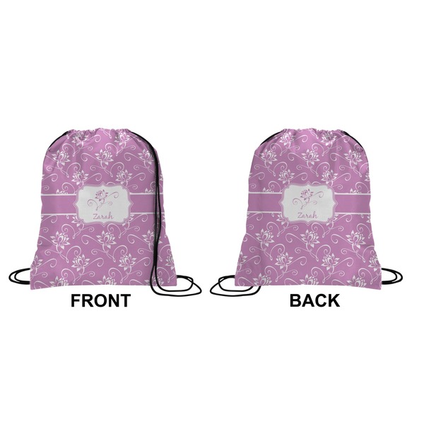 Lotus Flowers Drawstring Backpack Front & Back Small