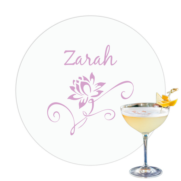 Custom Lotus Flowers Printed Drink Topper - 3.25" (Personalized)