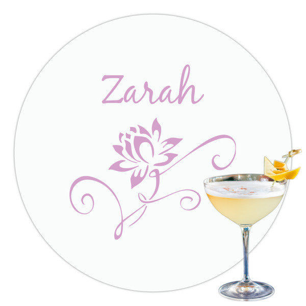Custom Lotus Flowers Printed Drink Topper - 3.5" (Personalized)