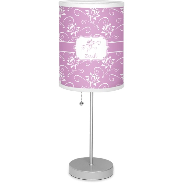 Custom Lotus Flowers 7" Drum Lamp with Shade (Personalized)