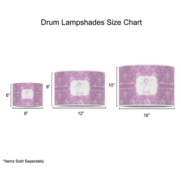 Lotus Flowers Drum Lampshades - Sizing Chart