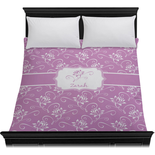 Lotus Flowers Duvet Cover - Queen - On Bed - No Prop
