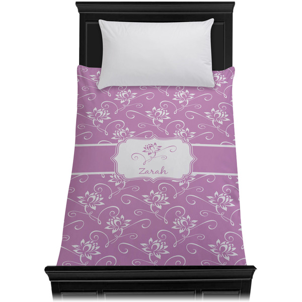 Lotus Flowers Duvet Cover - Twin XL - On Bed - No Prop