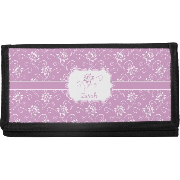 Custom Lotus Flowers Canvas Checkbook Cover (Personalized)