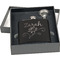 Lotus Flowers Engraved Black Flask Gift Set