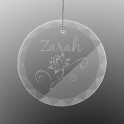 Lotus Flowers Engraved Glass Ornament - Round (Personalized)