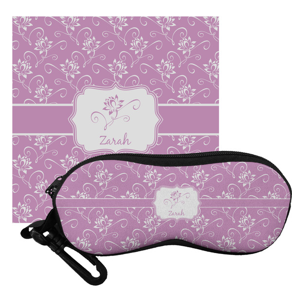 Custom Lotus Flowers Eyeglass Case & Cloth (Personalized)