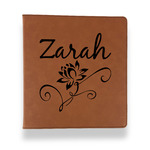 Lotus Flowers Leather Binder - 1" - Rawhide (Personalized)