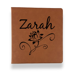 Lotus Flowers Leather Binder - 1" - Rawhide (Personalized)