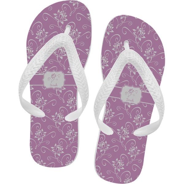 Custom Lotus Flowers Flip Flops - XSmall (Personalized)