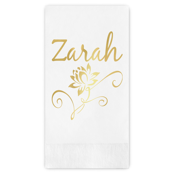 Custom Lotus Flowers Guest Napkins - Foil Stamped (Personalized)