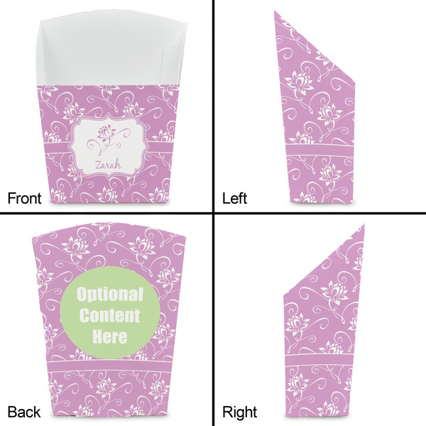 Lotus Flowers French Fry Favor Box - Front & Back View
