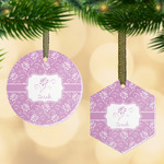 Lotus Flowers Flat Glass Ornament w/ Name or Text