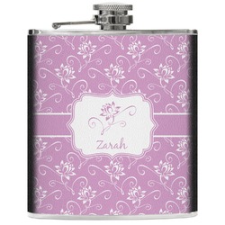 Lotus Flowers Genuine Leather Flask (Personalized)
