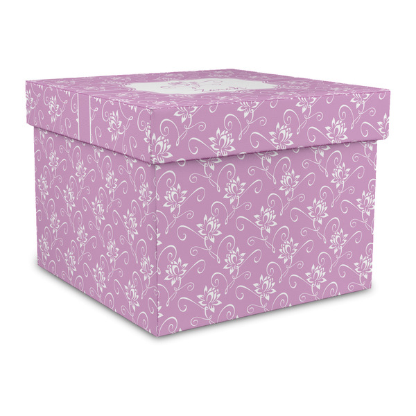 Custom Lotus Flowers Gift Box with Lid - Canvas Wrapped - Large (Personalized)