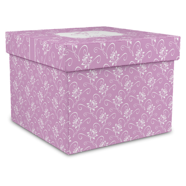 Custom Lotus Flowers Gift Box with Lid - Canvas Wrapped - X-Large (Personalized)