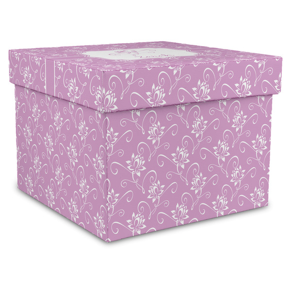 Custom Lotus Flowers Gift Box with Lid - Canvas Wrapped - XX-Large (Personalized)